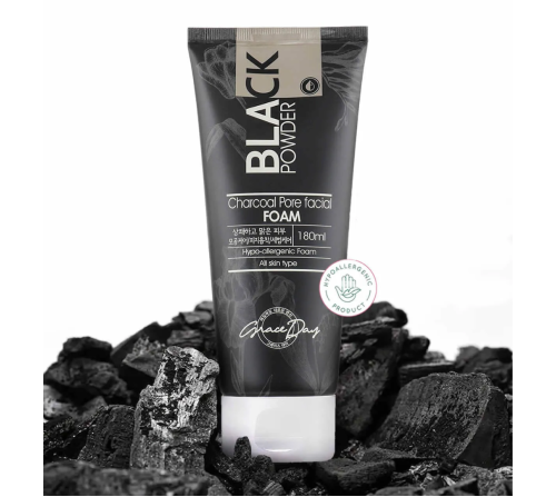 Grace_Day Black Powder Charcoal Pore Clay Facial Foam